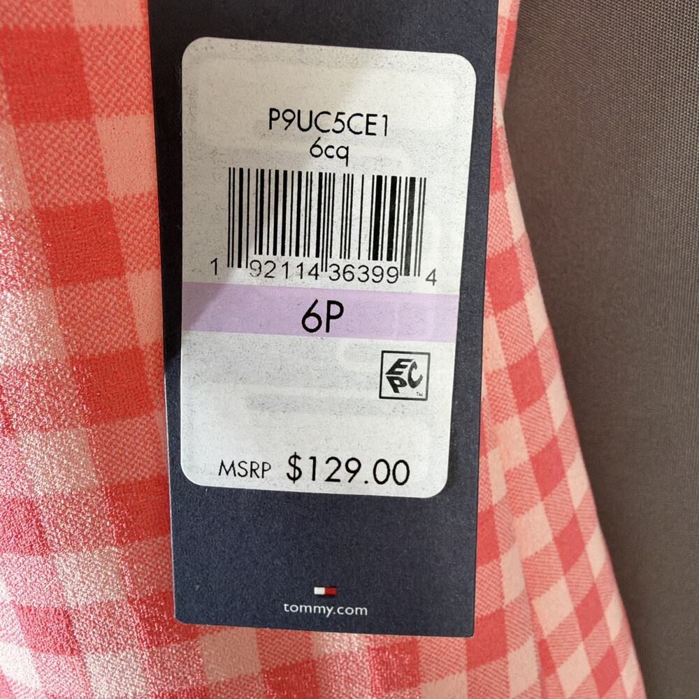 Tommy Hilfiger Dress Womens 6P Petite Pink Gingham Sleeveless Fit Flare NWT - Picture 5 of 12